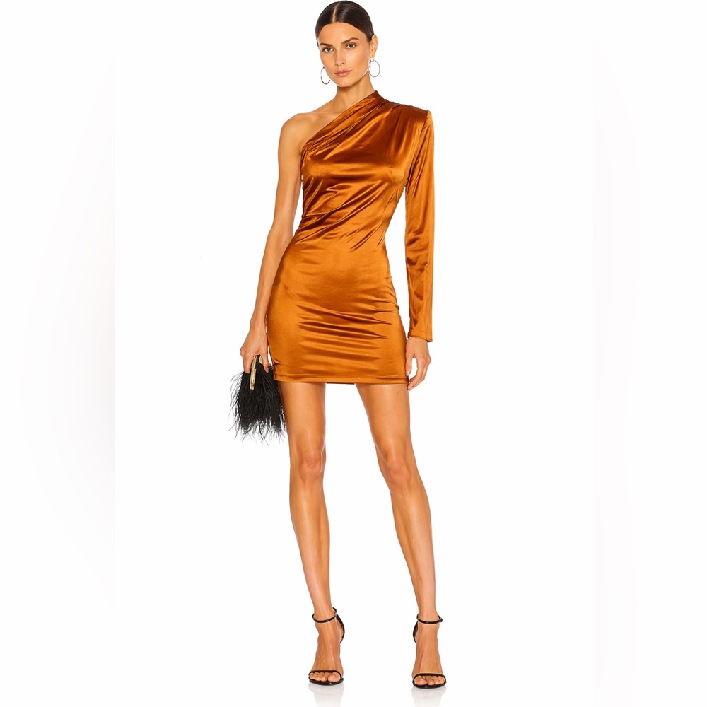 Gauge81 NWT Charras Women’s Large Copper One Shoulder Mini Dress Party Glam Chic